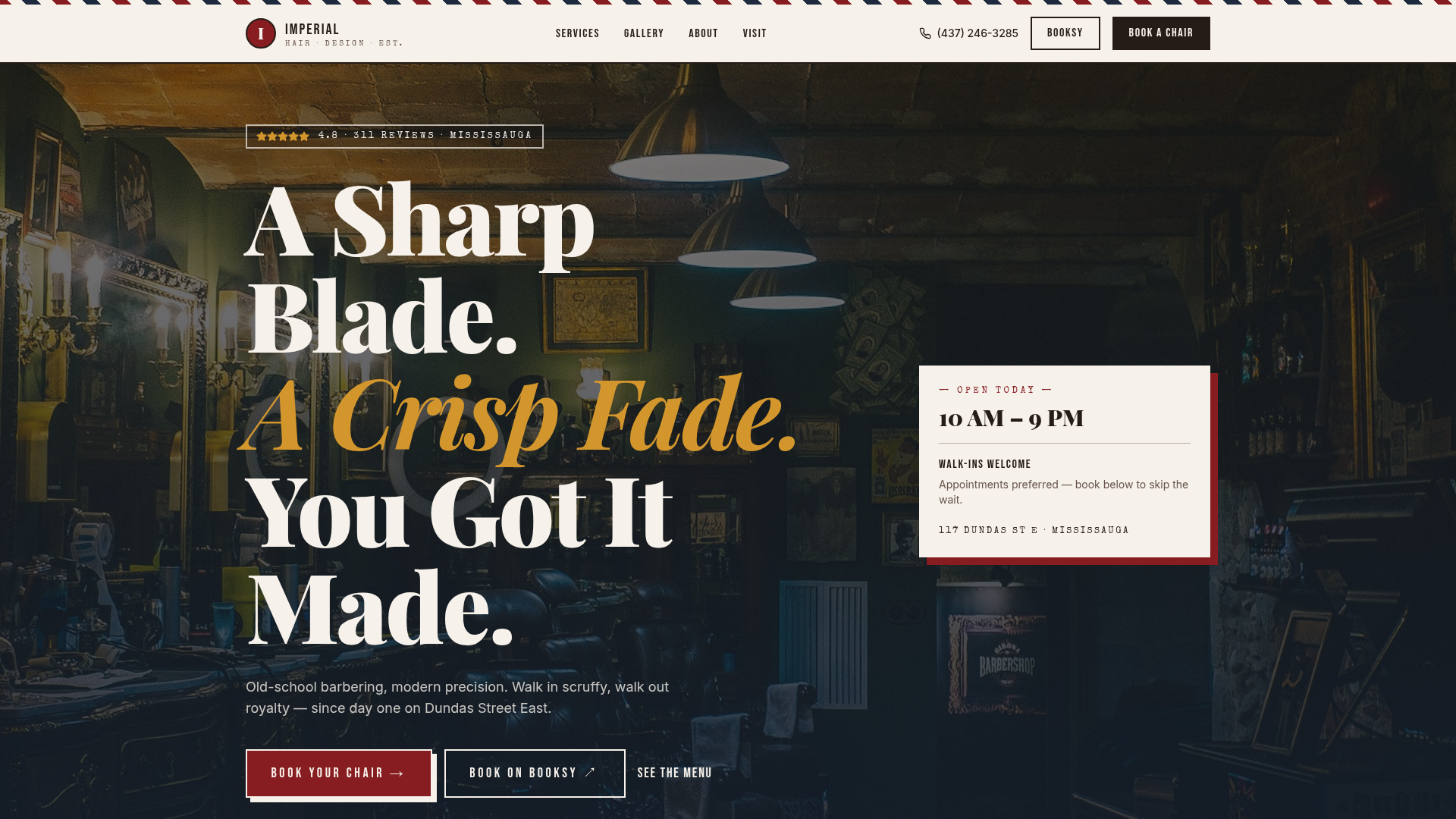 Imperial Hair Design website preview
